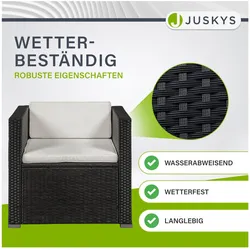 Juskys Polyrattan Lounge Punta Cana L schwarz für 4-5 Personen – Sessel, Sofa, Tisch & Hocker