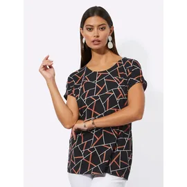 CREATION L Druck-Shirt in schwarz-papaya | Gr.: 38