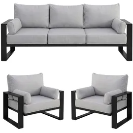 beautysofa VERDINO Garten-Lounge-Set 3-Sitzer Sofa + Sessel + Sessel beige/grau