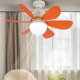 Umikk Schlafzimmer LED Deckenventilator mit Beleuchtung und Fernbedienung,Abnehmbarer Deckenventilator,3 Modi LED-Deckenventilator mit Lampe Kleiner Deckenventilator (40W orange (mit Fernbedienung))