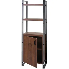 Mendler Bücherregal HWC-A27, Regal Standregal Wohnregal, Staufach mit Tür 165x55cm 3D-Struktur Wildeiche-Optik