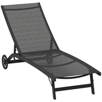 Outsunny Sonnenliege, Schwarz, Metall, 165x102x66 cm, Gartenmöbel, Gartenliegen