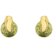 Amor Paar Ohrstecker AMOR "2013593", gold (gelbgoldfarben, grün, grün), Ohrringe, Damen, Gelbgold 375, mit Zirkonia (synth.)