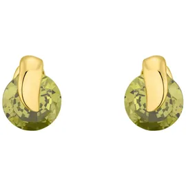 Amor Paar Ohrstecker AMOR "2013593", gold (gelbgoldfarben, grün, grün), Ohrringe, Damen, Gelbgold 375, mit Zirkonia (synth.)
