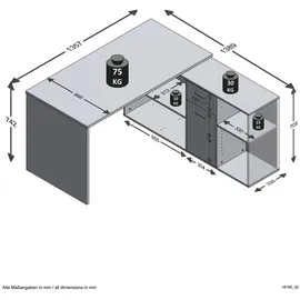 preisbrecher Schreibtisch LEXO Eiche Nachbildung / Braun