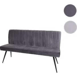 MCW Sitzbank MCW-K16, Esszimmerbank Bank Polsterbank Garderobenbank, Rückenlehne Samt Metall 160cm dunkelgrau