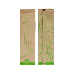 Verive Holzbesteck Set, gewachst, 3-teilig 80550148 , 1 Packung = 100 Stück