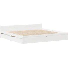 vidaXL Massivholzbett 140 x 190 cm Weiß