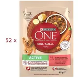 Purina ONE Mini Small Active mit Rind (€ 9,65/kg) Feuchtnahrung Hunde: 52 x 85 g