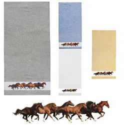 framsohn Frottierserie 'Pferde' (Farbe: Blau / Größe: Duschtuch 75 x 150 cm)