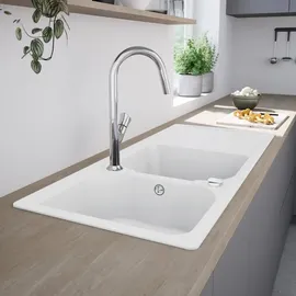 Evineo line 100 Küchenspüle mit Doppelbecken und Ablage B: 116 T: 50 cm, FOD200WE,