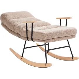 Beliani Schaukelsessel ESKELIN Bouclé 58 x 103 x 97 cm Beige mit Relaxfunktion