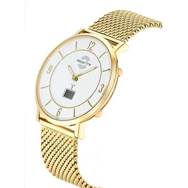 Master Time MTGA-10948-12M Herren-Funkuhr Advanced Mesh-Band Goldfarben
