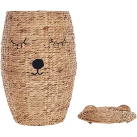 Beliani Aufbewahrungskorb Teddybär Geflecht 40 x 30 x 20 cm beige/transparente