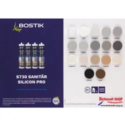 Bostik S730 Sanitär Silicon Pro Silikon Dichtstoff Farbkarte-Tupfenkarte