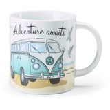 Volkswagen 1H4069601 Tasse Becher Kaffeetasse T1 Bulli Motiv, Porzellan, weiß