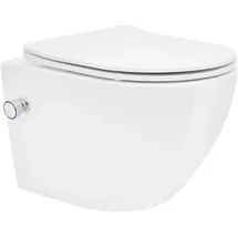 luxebath ECD Germany Spülrandloses Hänge Dusch WC Kurz Keramik Bidet-Funktion mit Sitz