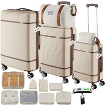 Tectake Reisekofferset 13-tlg. beige/weiß