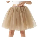 Tüllrock Damen Tüll Röcke Tütü Tutu Erwachsene Rock Tüll Petticoat Unterrock Tüllröcke Kurz Karneval Ballett Tutu Kostüm Tütüs Fasching Tüllrock Prinzessin Tüllröckchen 50er Rockabilly Petticoat Khaki - Taille 65-120 CM, Länge 50 CM