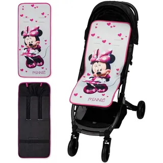 Interbaby Universal-Sitzauflage für Kinderwagen, für den Sommer, atmungsaktiv und bequem, Bezug für Kinderwagen, 100% Baumwolle, 84 x 34 cm, Schutzpolster für Kinderwagen, Minnie Blossons