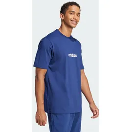 adidas Essentials Linear Single Jersey T-Shirt Dark Blue / White XS