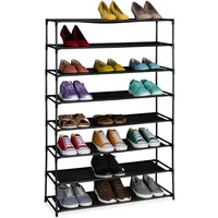 Relaxdays Schuhregal, mit 8 Ebenen, Metall Schuhablage, Stoff Ablage,