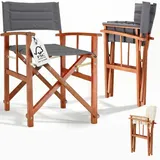 Casaria® Premium Regiestuhl aus FSC®-zertifiziertem Eukalyptusholz - Gepolsterter Klappstuhl mit Armlehnen, waschbarem Bezug & extra Sitzkomfort, bis 160 kg belastbar