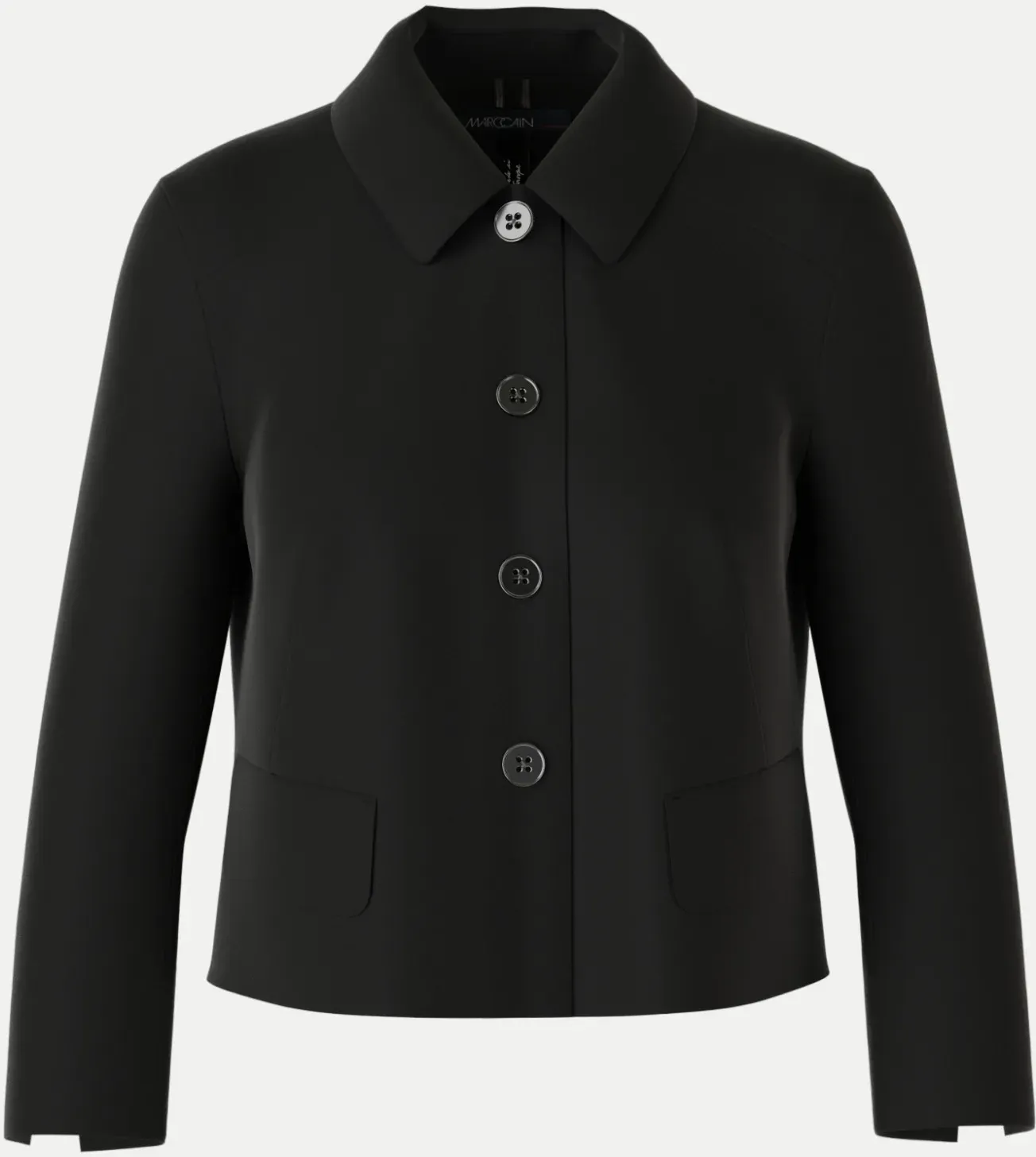 Kurze Jacke mit Kentkragen Schwarz 34