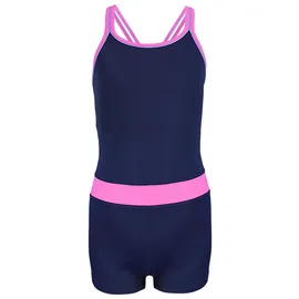 Aquarti Badeanzug Mädchen mit Bein Racerback Dunkelblau/Rosa 146