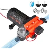 Vevor Membranpumpe, 12 V DC, 18,9 L/min, selbstansaugende 4-Kammer-Membranwasserpumpe mit automatischem Druckschalter, 4,8 bar Druck, für Wohnmobil, Wohnwagen, Schiff, Yacht, Autowäsche