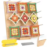 luxuskollektion Granny Square Spanner Groß mit Holz-Blocking Board, Edelstahl-Stiften