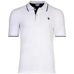 U.S. POLO ASSN. Herren Poloshirt mit Kontrast-Details - Piquet, Logo, Cotton Stretch Weiß 2XL