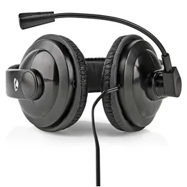Nedis PC-Headset - Klappbares Mikrofon für Online-Meetings, Skype - Gaming - 40 mm-Lautsprechertreiber, 1.8m Kabel / Schwarz, Stereo, 3.5mm