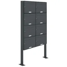 AL Briefkastensysteme 8 Fächer Premium Stand Briefkasten Anlage in RAL 7016 Anthrazit Grau Post A4, robust, wetterfest, Artikelnummer: 331P8S2P7016