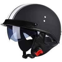 Motorrad Jethelm Mit Visier, Halbhelm Retro Motorradhelm, Für Bike Cruiser Chopper Moped Scooter Offenem Herren Und Damen Helm DOT/ECE-Zertifizierung