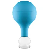 PULOX Schröpfglas aus Echtglas mit Saugball in Blau, 25 mm