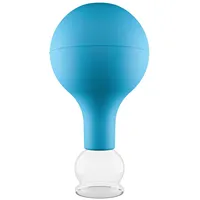 PULOX Schröpfglas aus Echtglas mit Saugball in Blau, 25 mm
