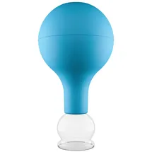 PULOX Schröpfglas aus Echtglas mit Saugball in Blau, 25 mm
