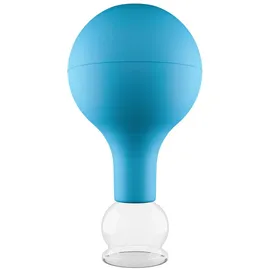 PULOX Schröpfglas aus Echtglas mit Saugball in Blau, 25 mm