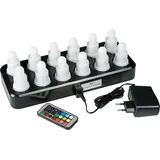 Duni LED-Set Warmweiß & Mehrfarbig Wiederaufladbar 12 Stück 70 x 40 mm 12 Std