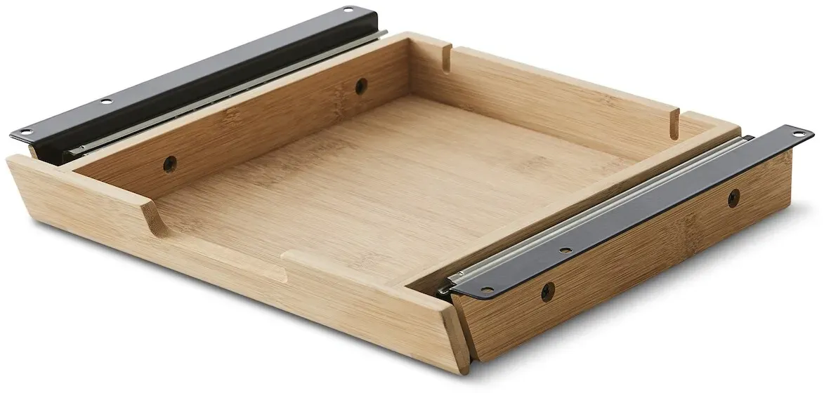 bümö Schreibtisch Organizer Schublade aus Bambus - extra kleine Unterbau Ablage für Stifte, Smartphones & Co. - einfach unter dem Tisch montierbar,