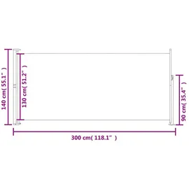 vidaXL Ausziehbare Seitenmarkise 140 x 300 cm creme 45354