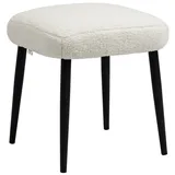 Homcom Fußhocker Sitzhocker Quadratischer Schminkhocker mit Kaschmir-Optik Stahlbeine, für Wohnzimmer, Schlafzimmer, Cremeweiß, 42 x 42 x 47 cm