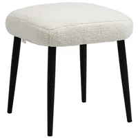Homcom Fußhocker Sitzhocker Quadratischer Schminkhocker mit Kaschmir-Optik Stahlbeine, für Wohnzimmer, Schlafzimmer, Cremeweiß, 42 x 42 x 47 cm