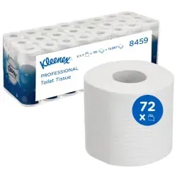 KLEENEX® Toilettenpapierrollen 3-lagig, weiß, Großpackung 8459 , 1 Karton = 72 Rollen = 14040 Blatt