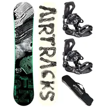 Airtracks Herren Snowboard Set Freeride Freestyle - Steezy Hybrid Rocker Wide Snowboard 155 - Softbindung Master L - SB Bag