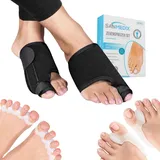 Sanmedix Hallux Valgus Korrektur Schiene Set mit 2x Zehenspreizer, 2x Zehentrenner aus Silikon und 2x Nachtschienen – Tag und Nacht Bandagen für Damen und Herren, Universalgröße, BPA frei