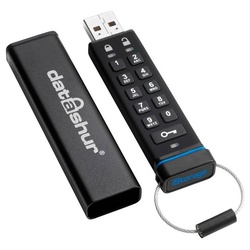 iStorage USB-Stick datAshur 256-bit 4GB USB 2.0 USB-Stick (256-Bit AES Verschlüsselung, Ziffernblock zur Code-Eingabe) schwarz
