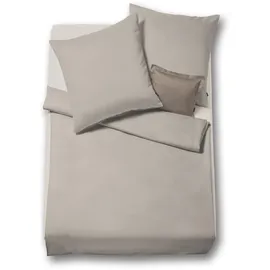 FLEURESSE gewebte Flanell Uni Bettwäsche Lech taupe 240x220 cm + 2x 80x80 cm - Taupe