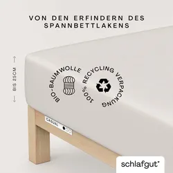 Spannbettlaken SCHLAFGUT "CASUAL u.a. in Gr. 90x200, 140x200 oder 180x200 cm, 100% Bio-Baumwolle", beige (sand light), B:180-200cm L:200cm, Jersey, Obermaterial: 100% Baumwolle, Laken, Bettlaken für Matratzen bis 25 cm Höhe, zuverlässig, langlebig, weich